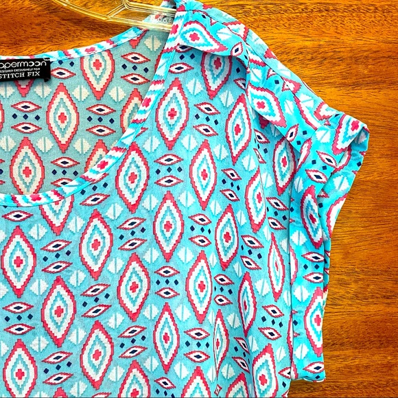 🎉HP🎉 Papermoon Pink & Blue Western Patterned Top - Picture 7 of 10